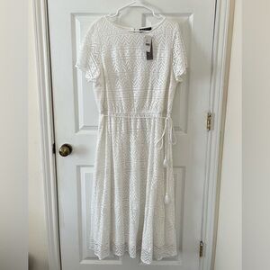 Lane Bryant White Lace Midi Dress
